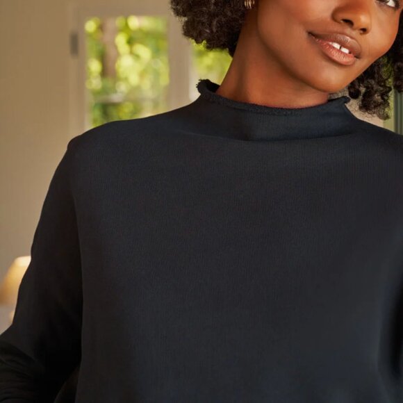 Frank & Eileen Effie Funnel Neck Capelet Sweatshirt Long Sleeve Black Size M - Picture 3 of 7